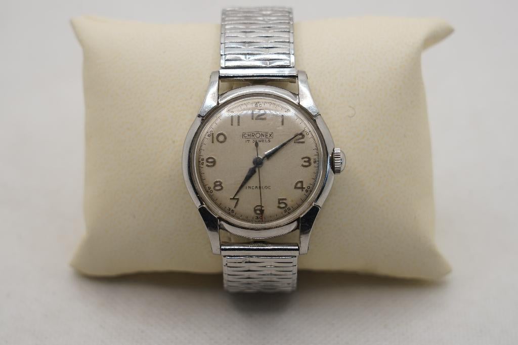 vintage Chronex mechanisch horloge, Overige merken, Gebruikt, Staal, Polshorloge