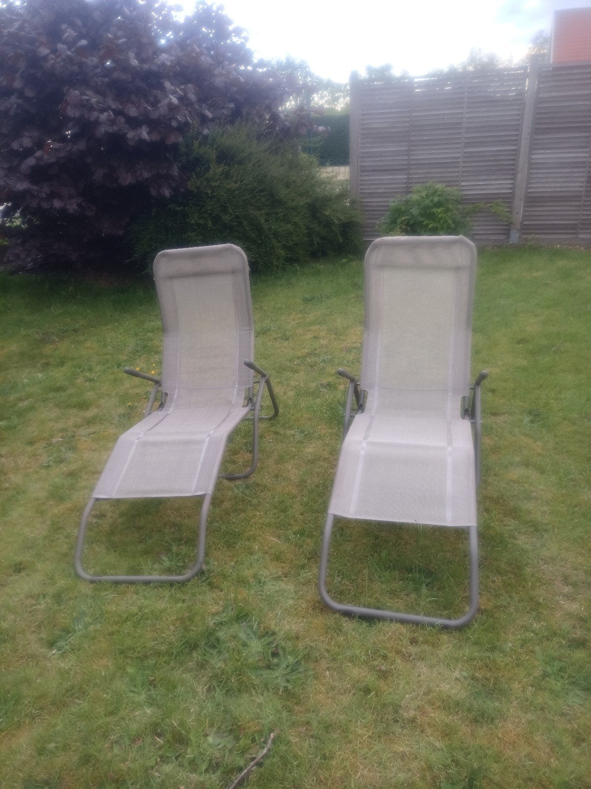 2 ligtzetels, Tuin en Terras, Ophalen, Gebruikt, Metaal, Inklapbaar