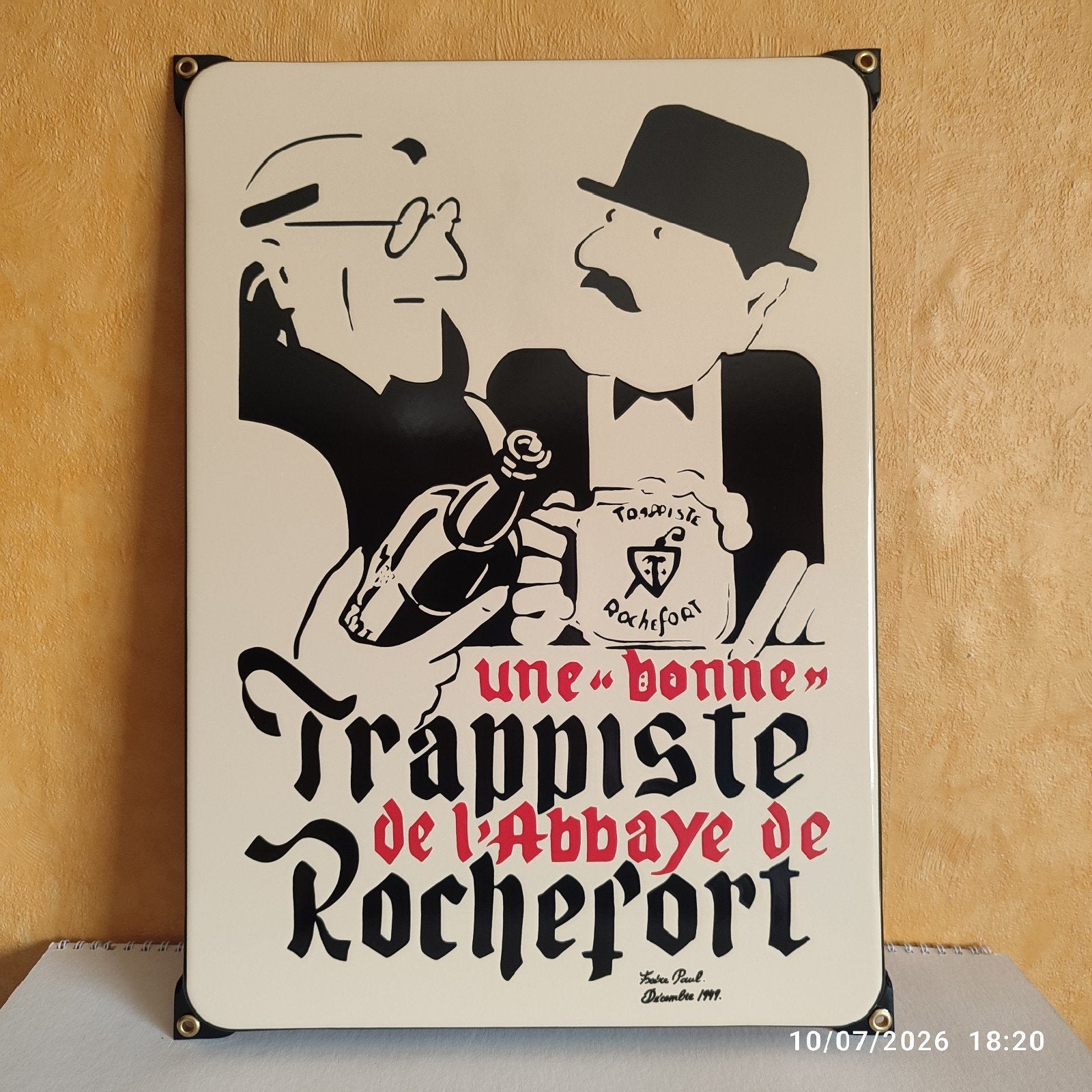 Rochefort Trappist emaille plaat., Verzamelen, Biermerken, Ophalen of Verzenden, Nieuw, Reclamebord, Plaat of Schild, Overige merken