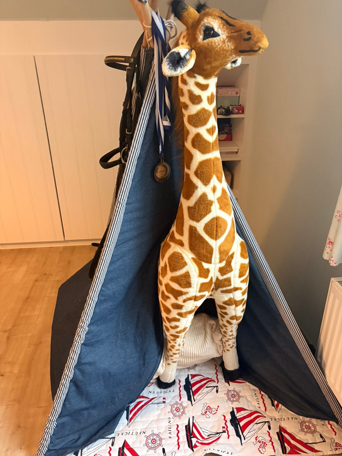 Tipi donkerblouw met ruitje, Ophalen, Zo goed als nieuw