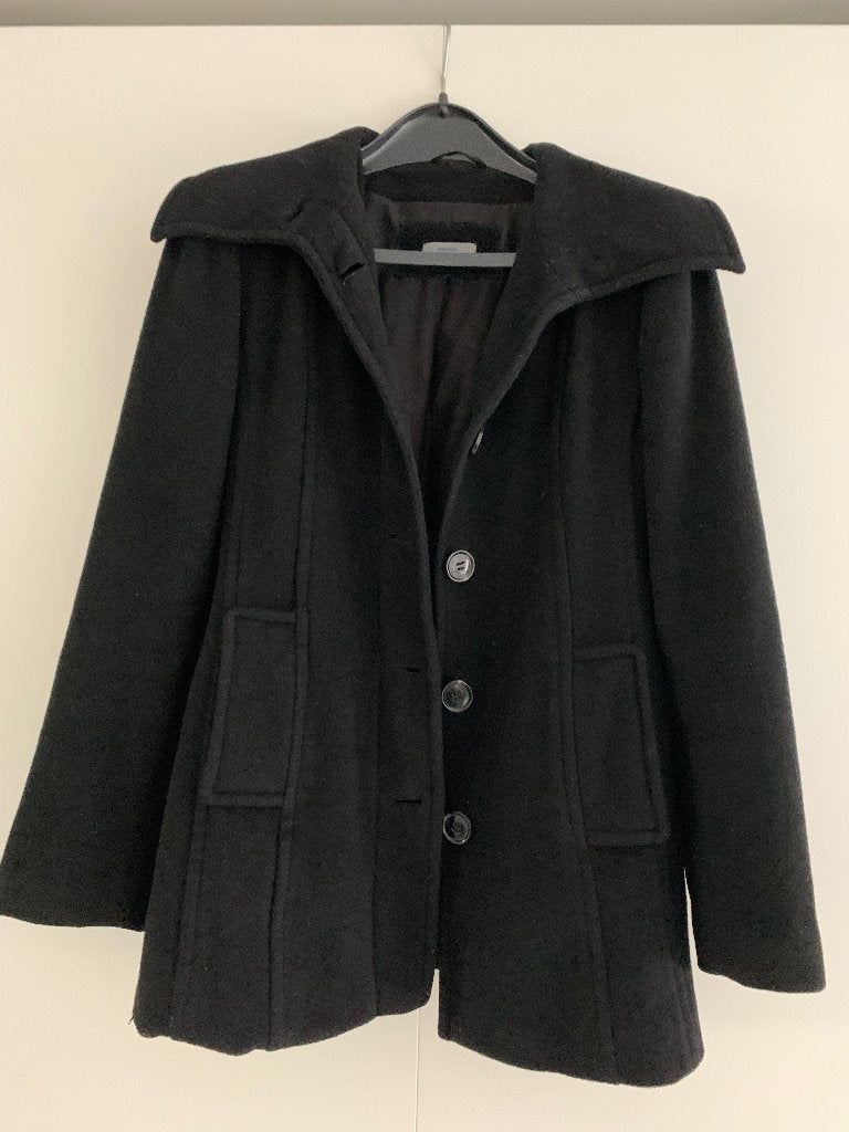 Zwarte winterjas dames, Maat 38/40 (M), Zwart, Ophalen of Verzenden, Zo goed als nieuw