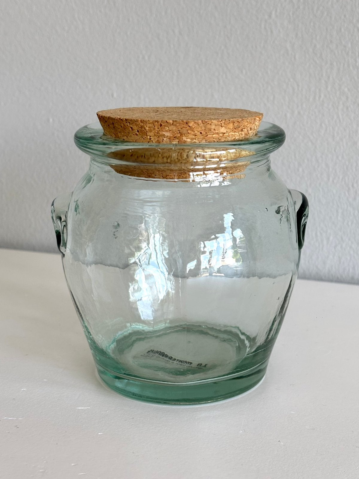 Handgemaakte glazen voorraadpot kurkdeksel – La Mediterranea, Voorraadpot, Ophalen of Verzenden, Nieuw, Glas