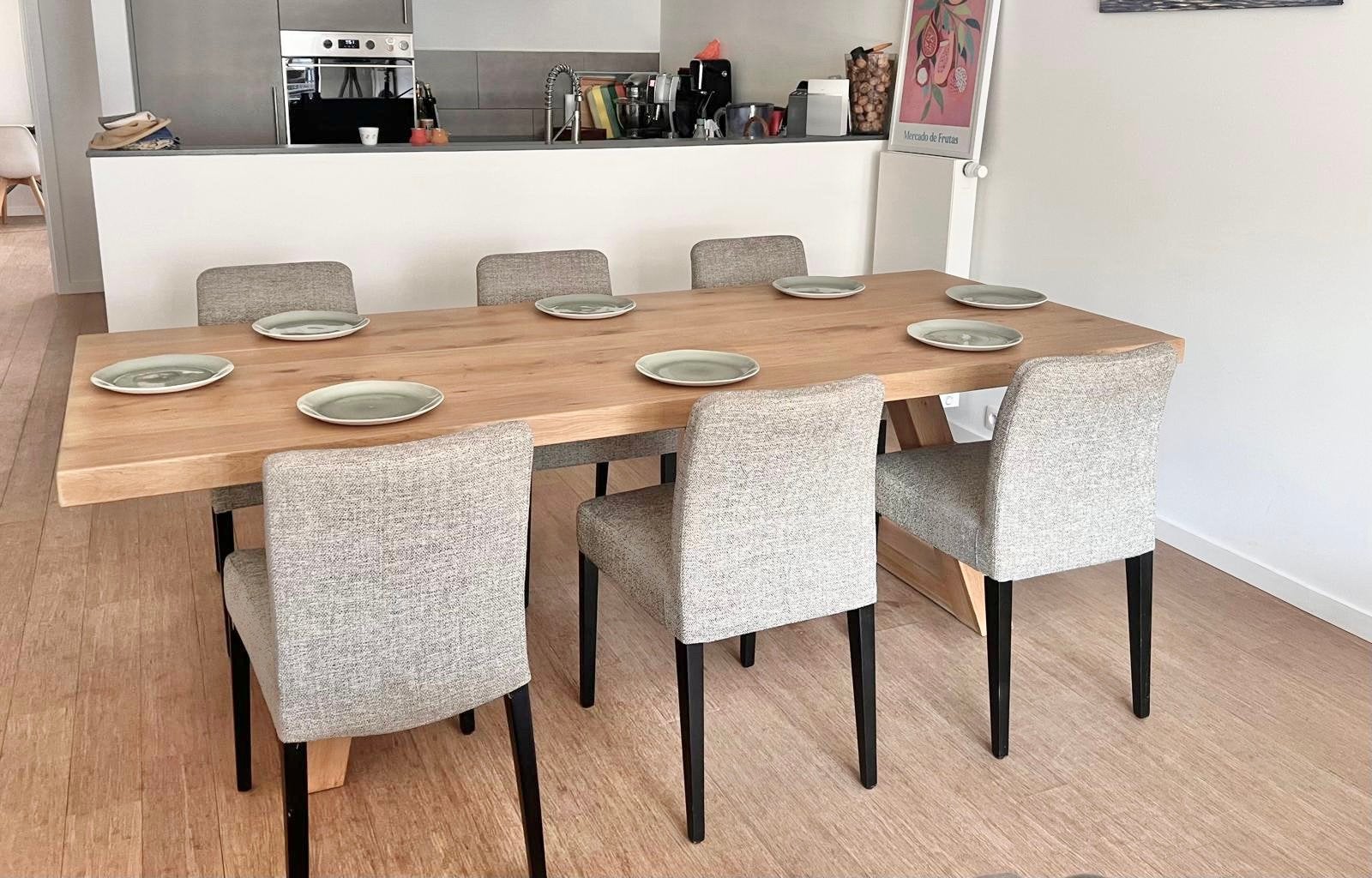 Grote eikenhouten tafel - 2m40, Antiek en Kunst, Ophalen