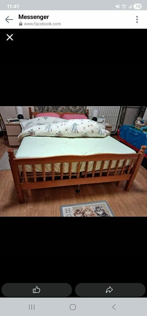 Lit 2 personne 140/200cm complet ., Autres matériaux, Brun, Enlèvement, Utilisé