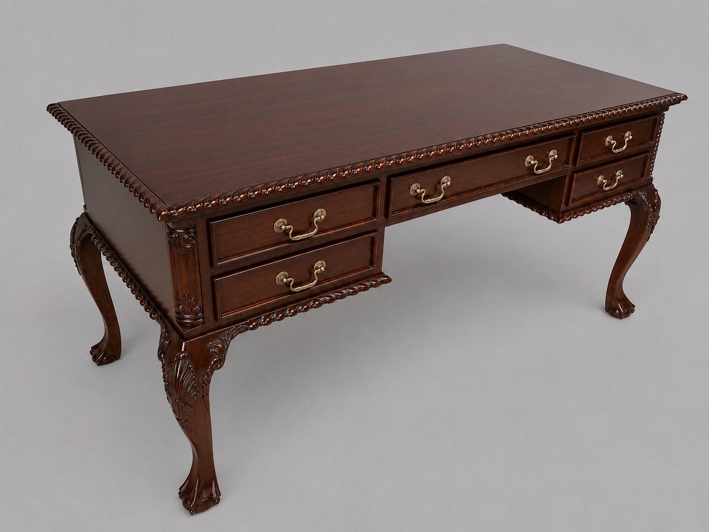 Klassiek mahoniehouten bureau, schrijftafel, chippendale, Ophalen of Verzenden