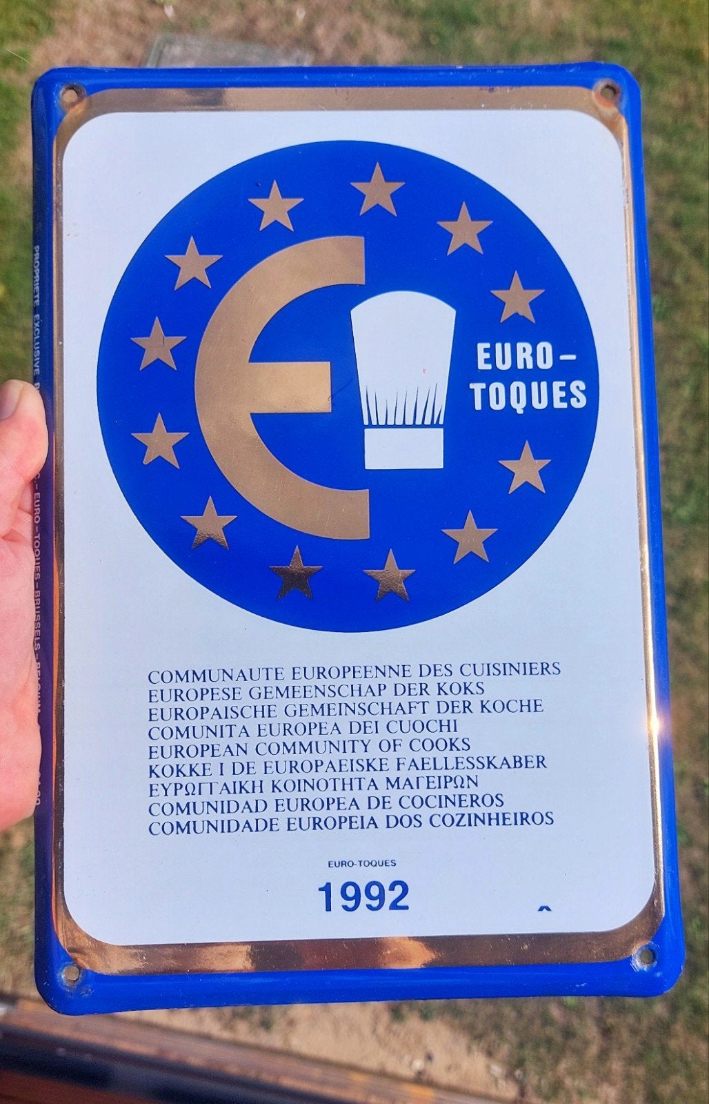 Emaille bord Euro-Toques Emaillerie Belge, Ophalen of Verzenden