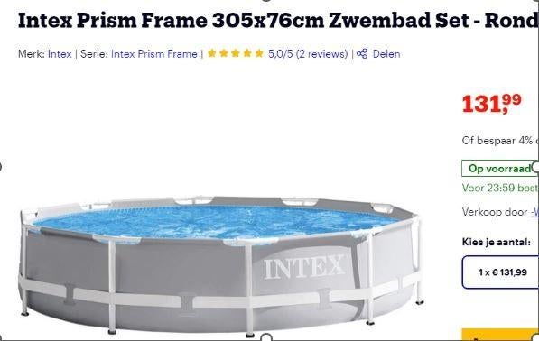 intex prism frame 305 grijs incl warmtepomp en toebehoren, Ophalen, Minder dan 80 cm, Rond, 300 cm of meer