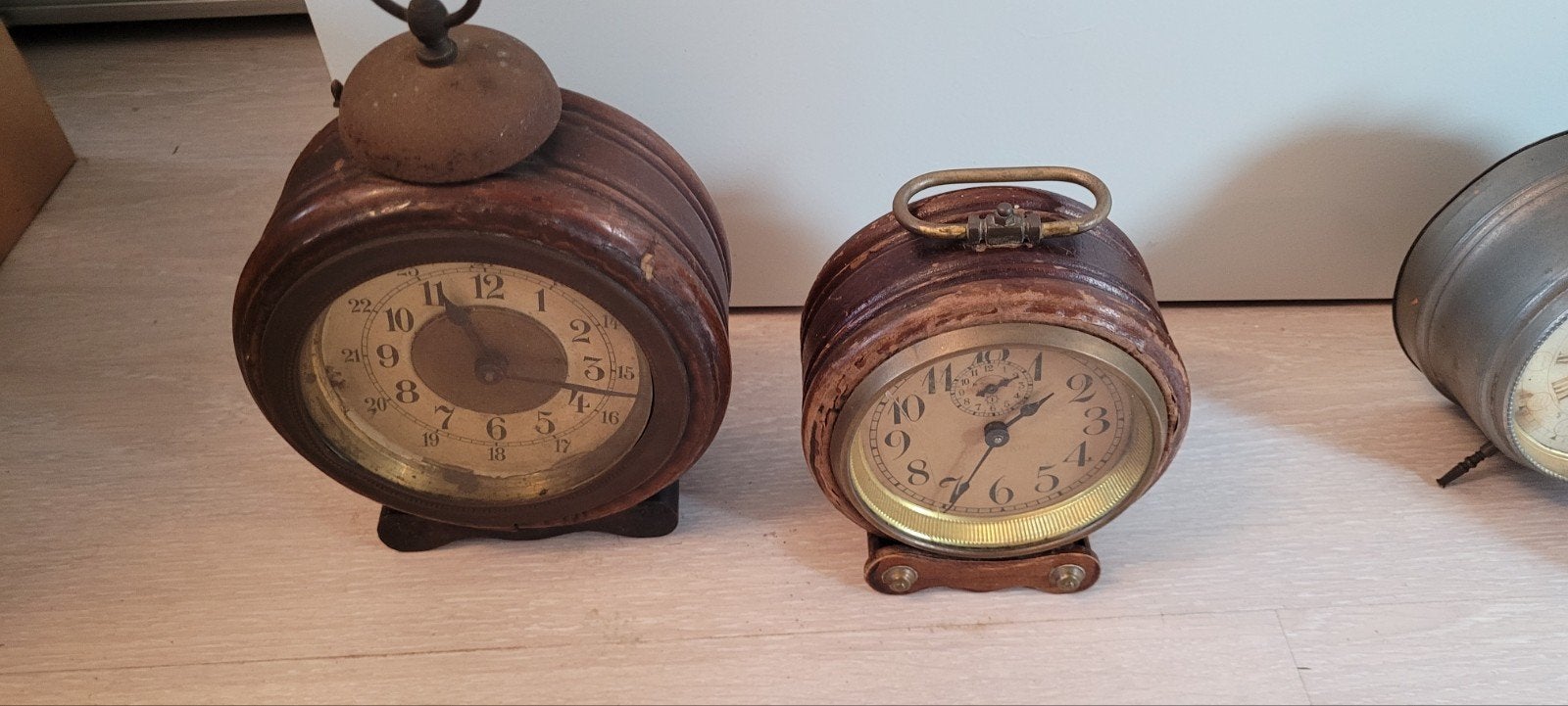 Antieke brocante houten wekkers, Antiek en Kunst, Ophalen