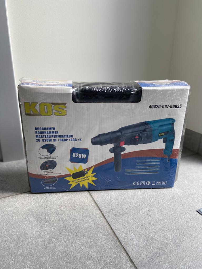 Boorhamer KOS met toebehoren, 600 watt of meer, Variabele snelheid, Nieuw, Ophalen