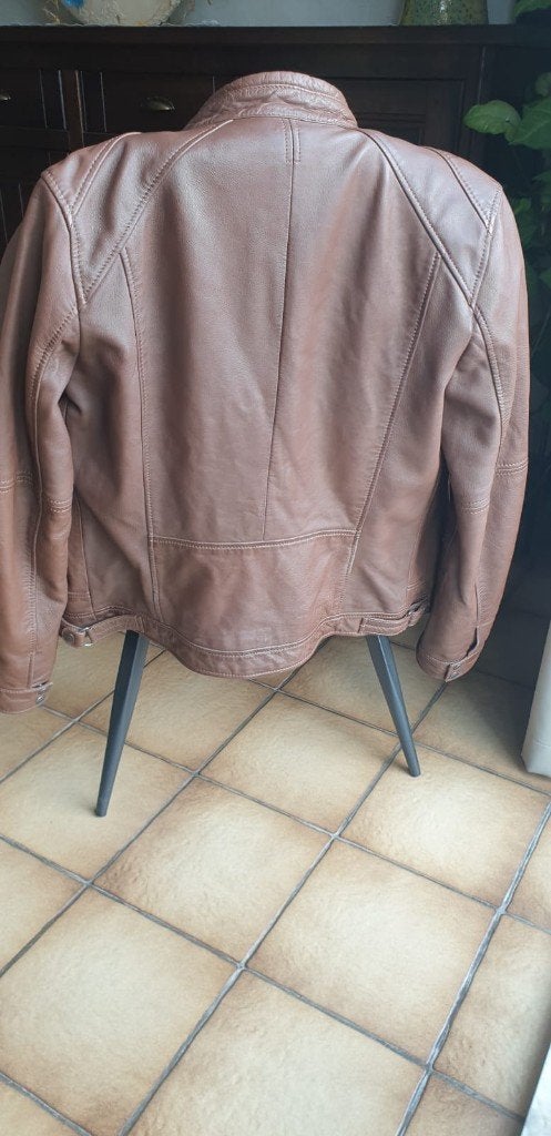 Lederen jas, Ophalen, Zo goed als nieuw, Maat 52/54 (L), Bruin