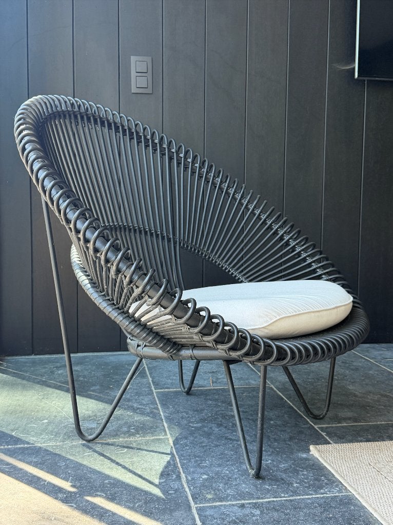 Vincent Sheppard Roy Cocoon tuinstoel zwart, Tuin en Terras, Ophalen, Zo goed als nieuw, Rotan