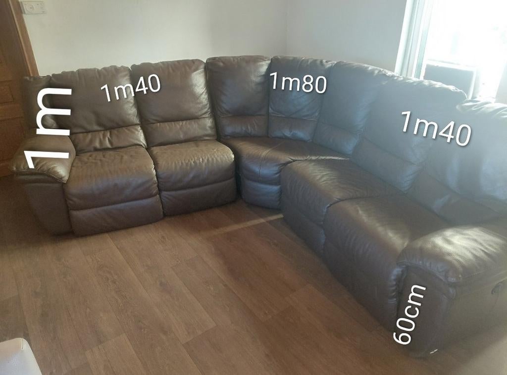 Siège d'angle en cuir de vachette de haute qualité avec faut, Maison & Meubles, Canapés | Coins salons complets, Cuir, Enlèvement ou Envoi