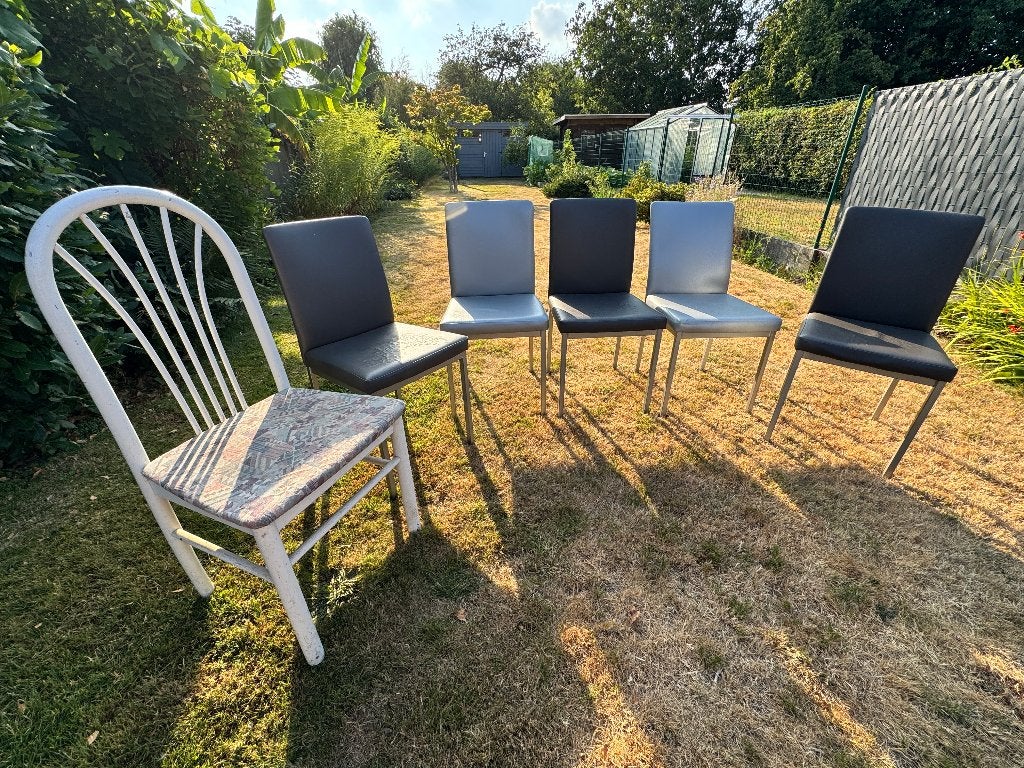 GRATIS - 6 Keukenstoelen, Ophalen, Gebruikt, Grijs, Vijf, Zes of meer stoelen