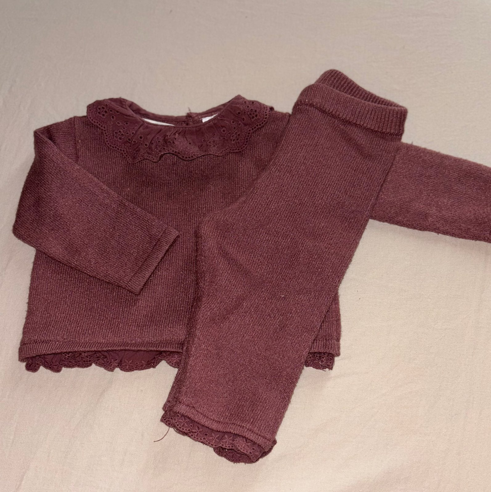 Zara baby burgundy setje, Kinderen en Baby's, Ophalen of Verzenden, Zo goed als nieuw, Meisje, Setje