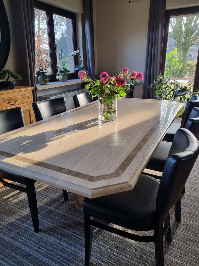 Travertin eettafel, Maison & Meubles, Tables | Tables à manger, Enlèvement