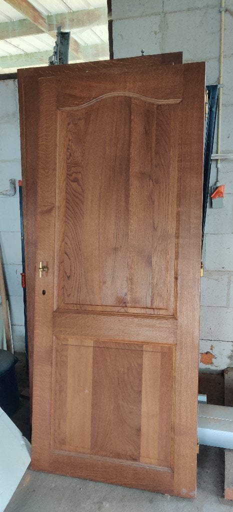2 massief houten deuren + schuifdeur, Ophalen, 80 tot 100 cm, Binnendeur, Zo goed als nieuw