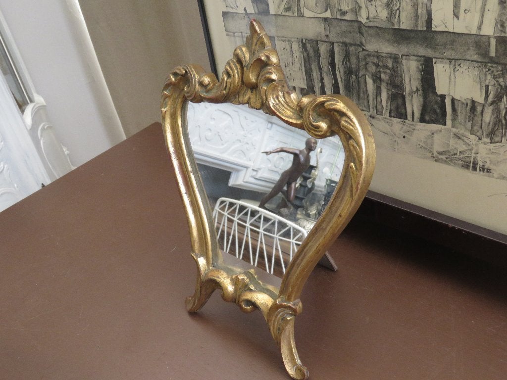 Vintage vergulde barokke Florentijnse kapspiegel, Antiek en Kunst, Ophalen of Verzenden