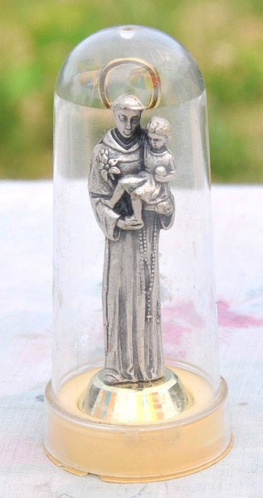 saint antoine style etain sous cloche plastique, Enlèvement ou Envoi, Autres matériaux