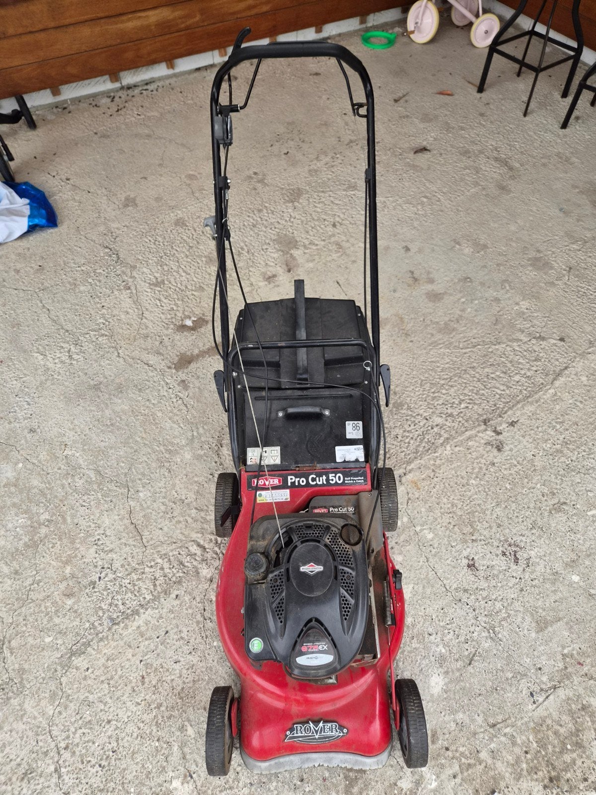 rover grasmachine zelftrekker, Ophalen