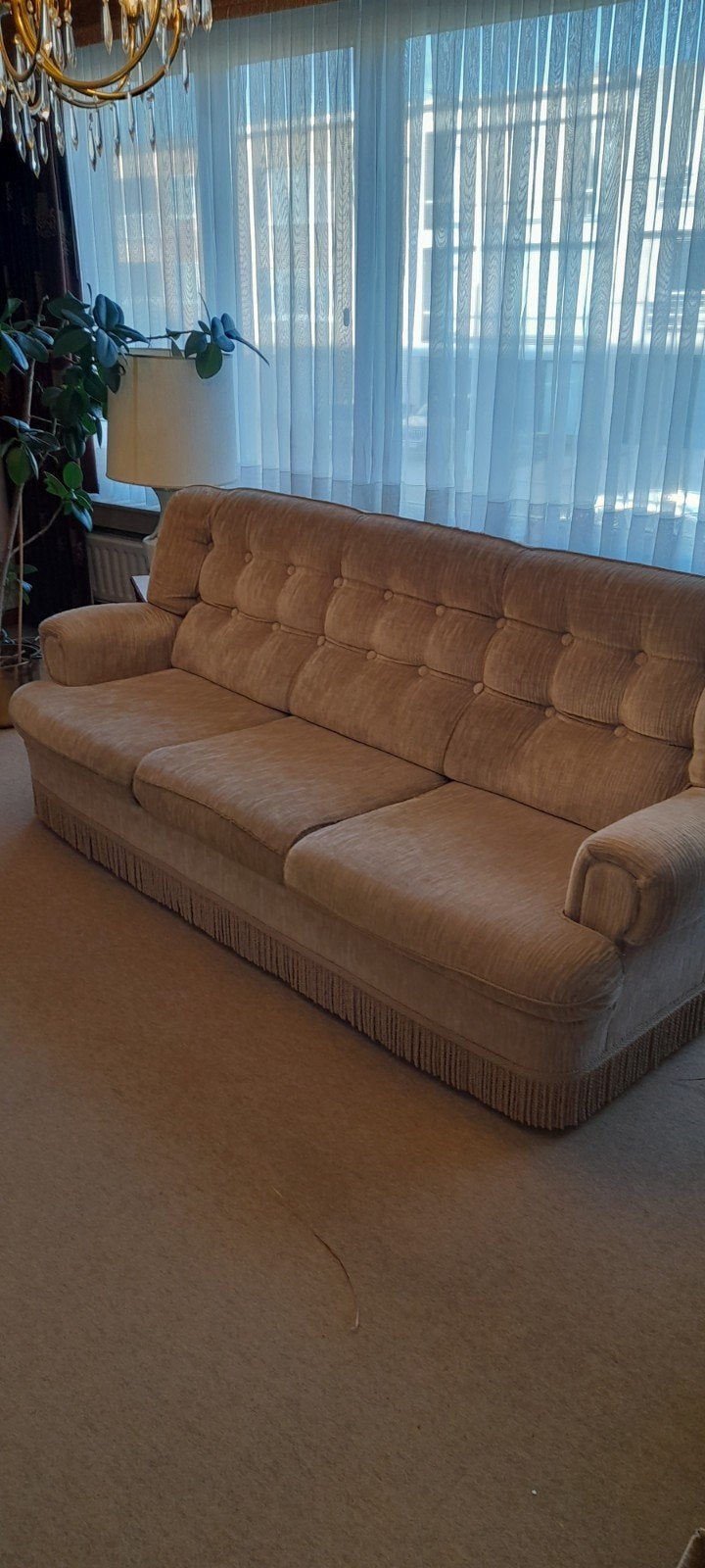 Beige zetel, Ophalen, Gebruikt, Driepersoons, Rechte bank