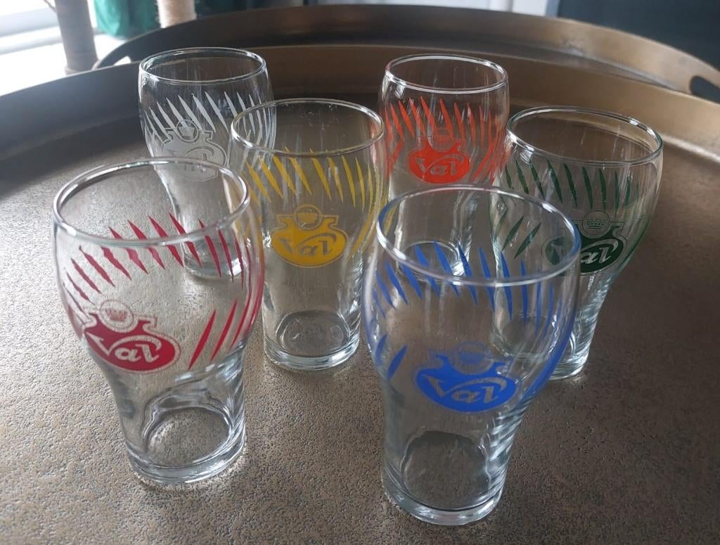 SET VAN 6  vintage VAL limonade glazen, Verzamelen, Ophalen, Nieuw, Frisdrankglas