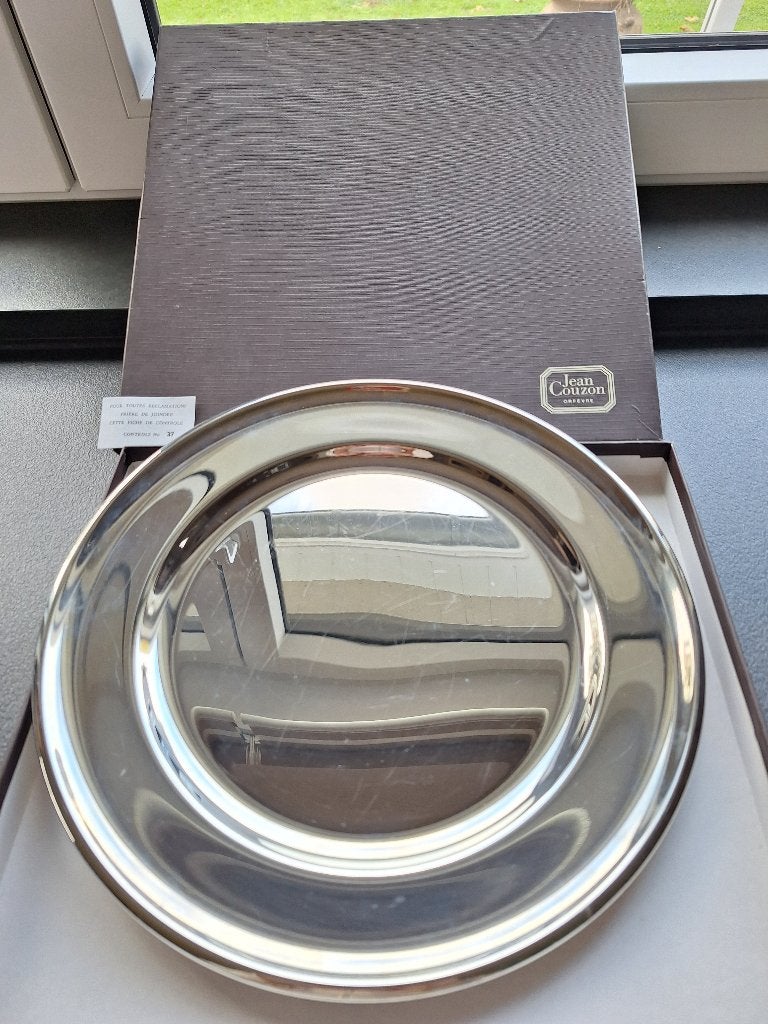 Plat rond en acier inoxydable - Jean Couzon dans sa boîte, Ophalen, Gebruikt, Rond, Metaal