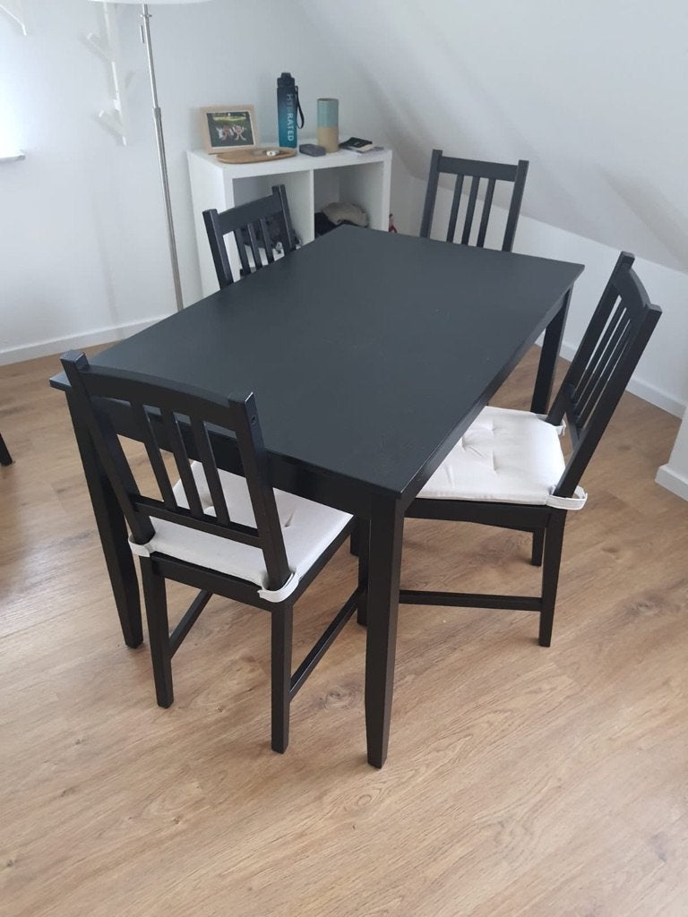 Eettafel + 4 stoelen, Ophalen, 100 tot 150 cm, 50 tot 100 cm, Zo goed als nieuw