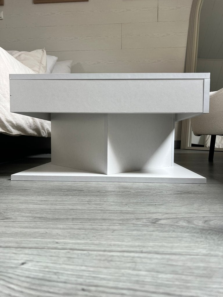 Moderne witte salontafel – Minimalistisch design, Ophalen, Gebruikt, 50 tot 100 cm, Zie omschrijving