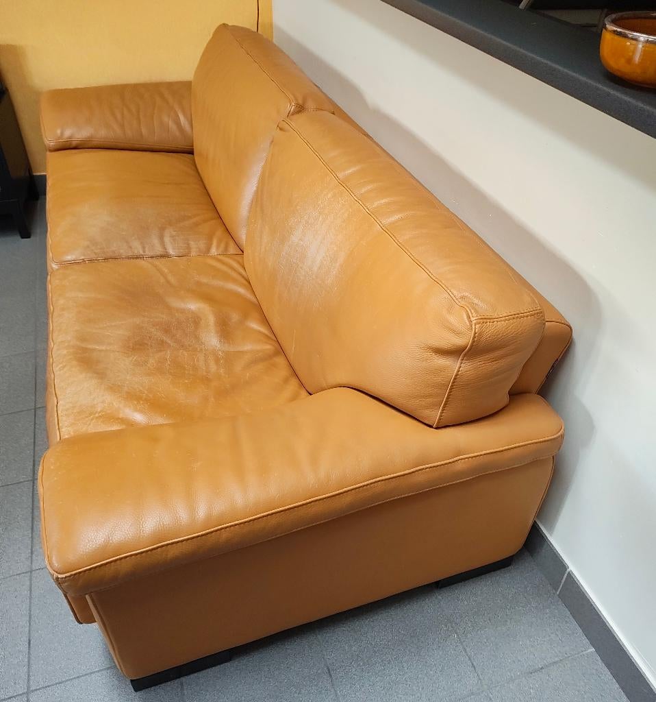 Roche Bobois lederen zetel, Ophalen, Gebruikt, 100 tot 125 cm, Driepersoons