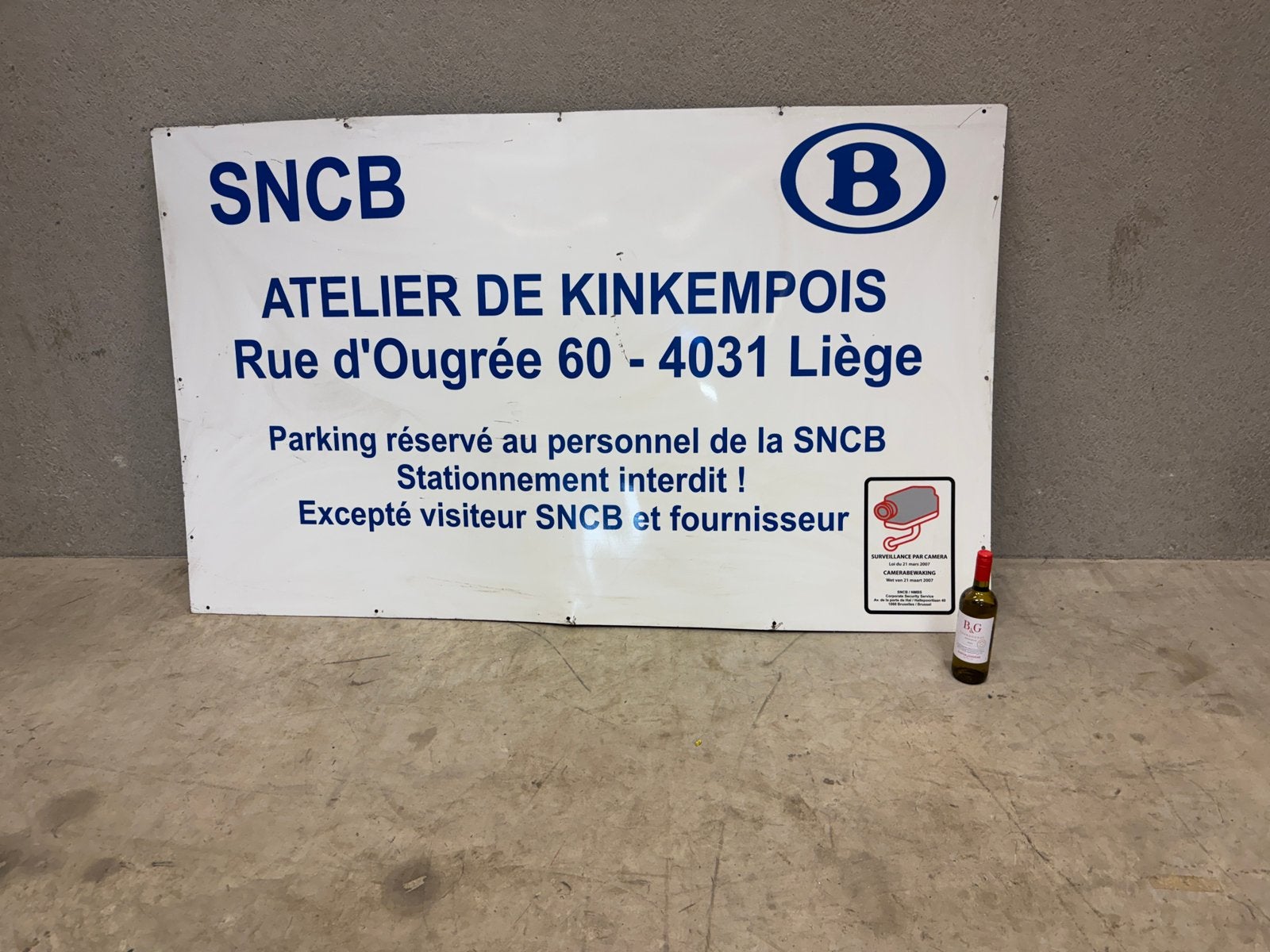 SNCB (NMBS) bord (120x200 cm), Tekstbord, Ophalen, Metaal
