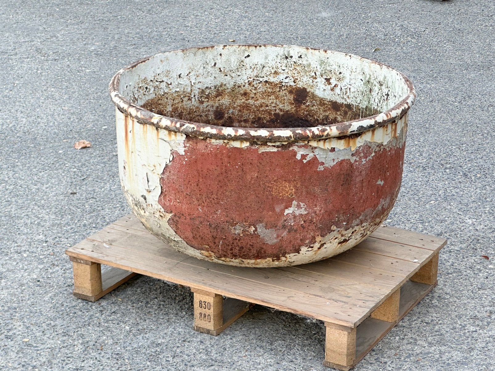 Antieke gietijzeren bloempot, Tuin en Terras, Ophalen, Hout, Tuin