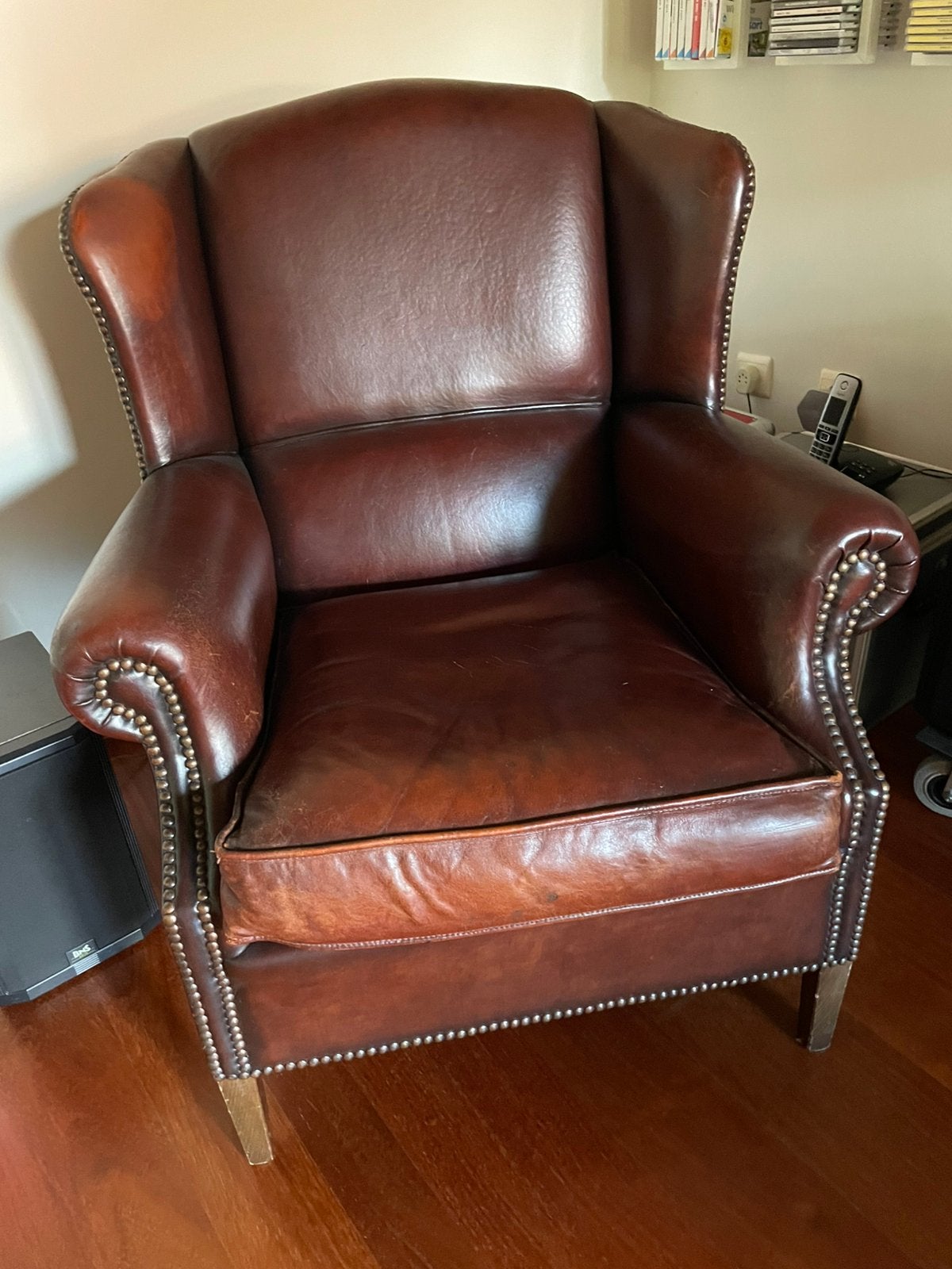 Leren zetel, Huis en Inrichting, Fauteuils, Ophalen, Gebruikt, Leer