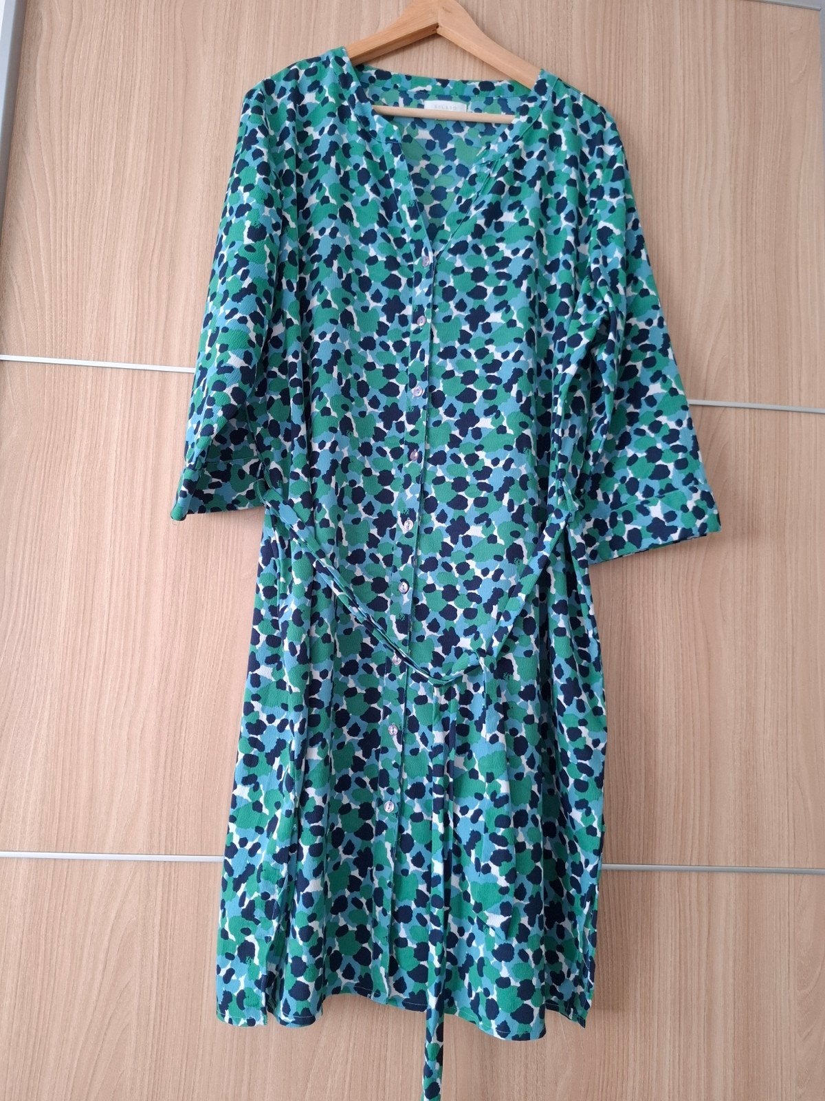 Blauw-groen kleedje maat 48, Blauw, Ophalen of Verzenden, Knielengte, Gedragen