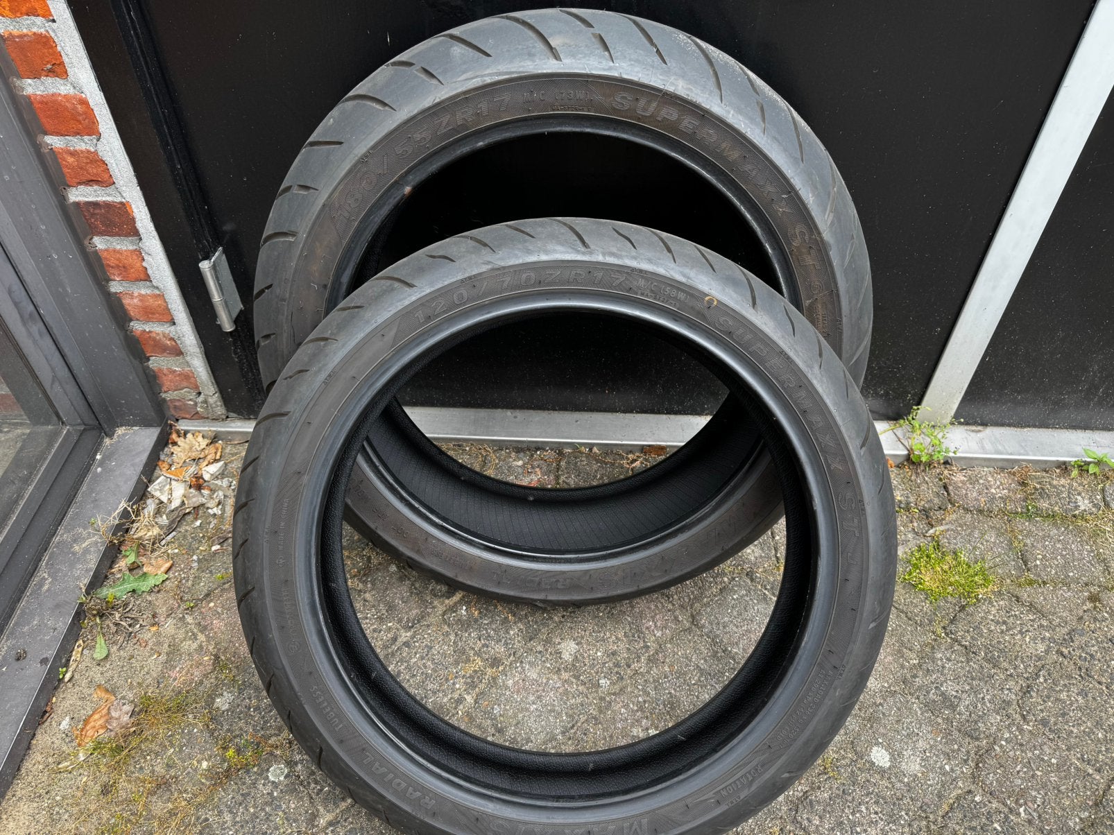 Maxxis Supermaxx ST motorbanden (120/70 ZR17 & 180/55 ZR17), Ophalen, Gebruikt