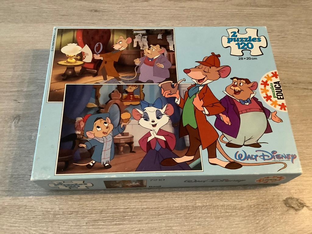 Puzzle duo vintage Walt Disney Sleuths (2 x 120 pièces), Enlèvement ou Envoi, Plus de 50 pièces, Comme neuf, 6 ans ou plus