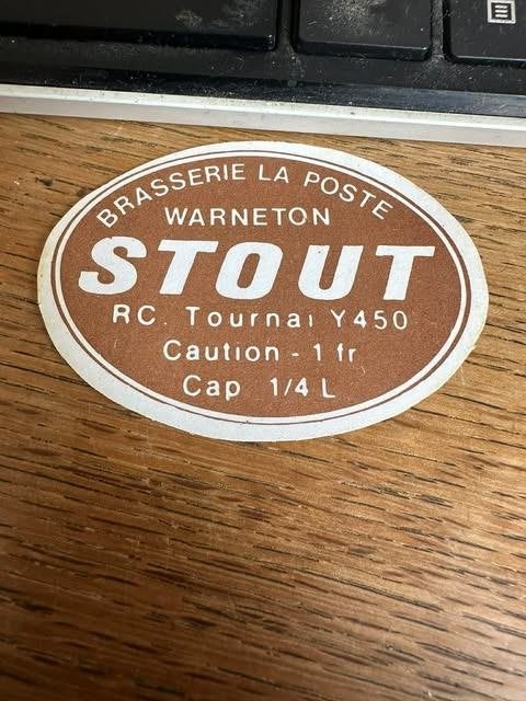 étiquette d'étiquette Brasserie la Poste stout Warneton, Collections, Marques de bière, Enlèvement ou Envoi, Neuf, Autres types