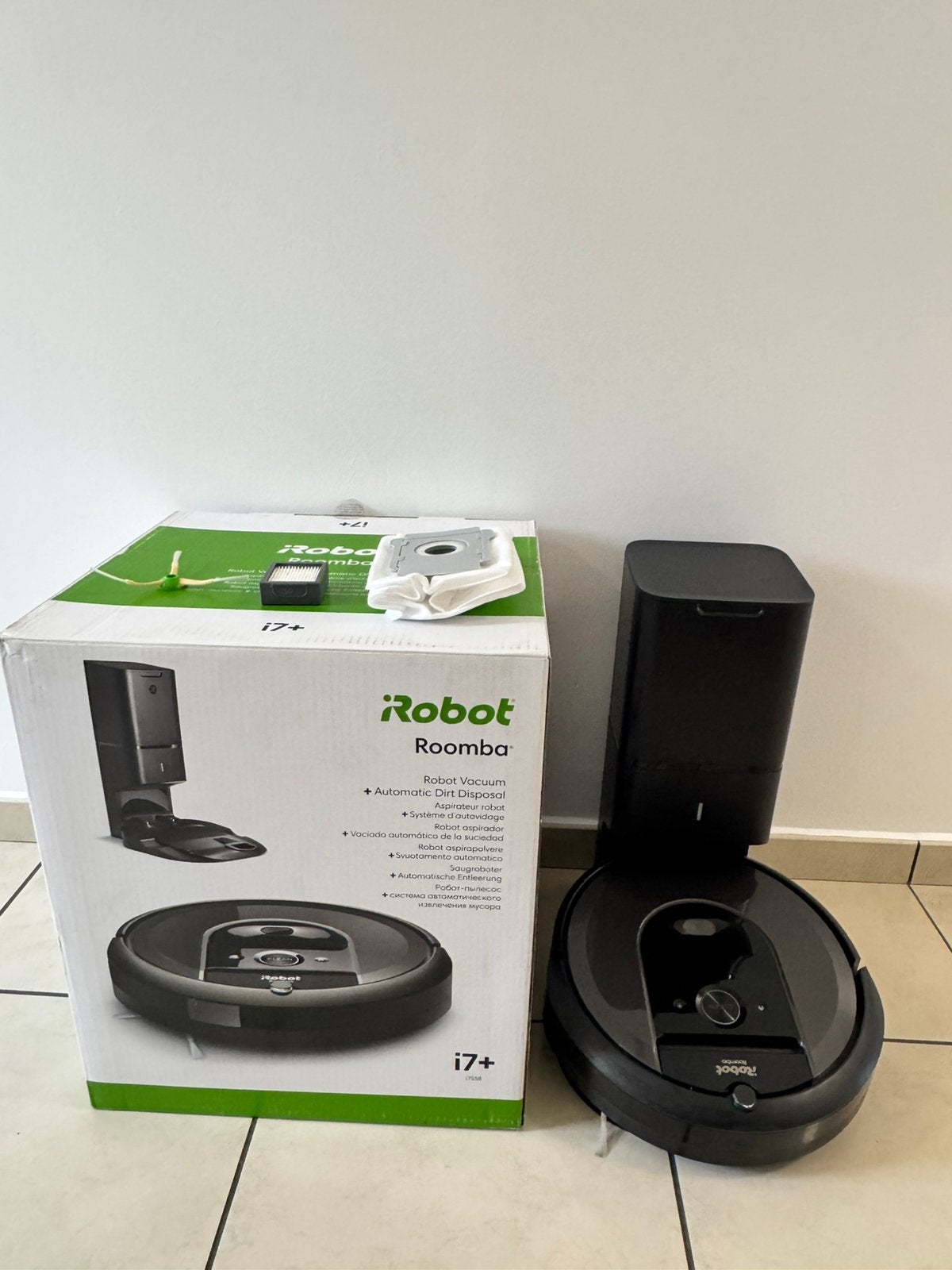 Aspirateur iRobot Roomba i7+ connecte, Sac à poussière, Comme neuf, Aspirateur robot, Convient aux tapis