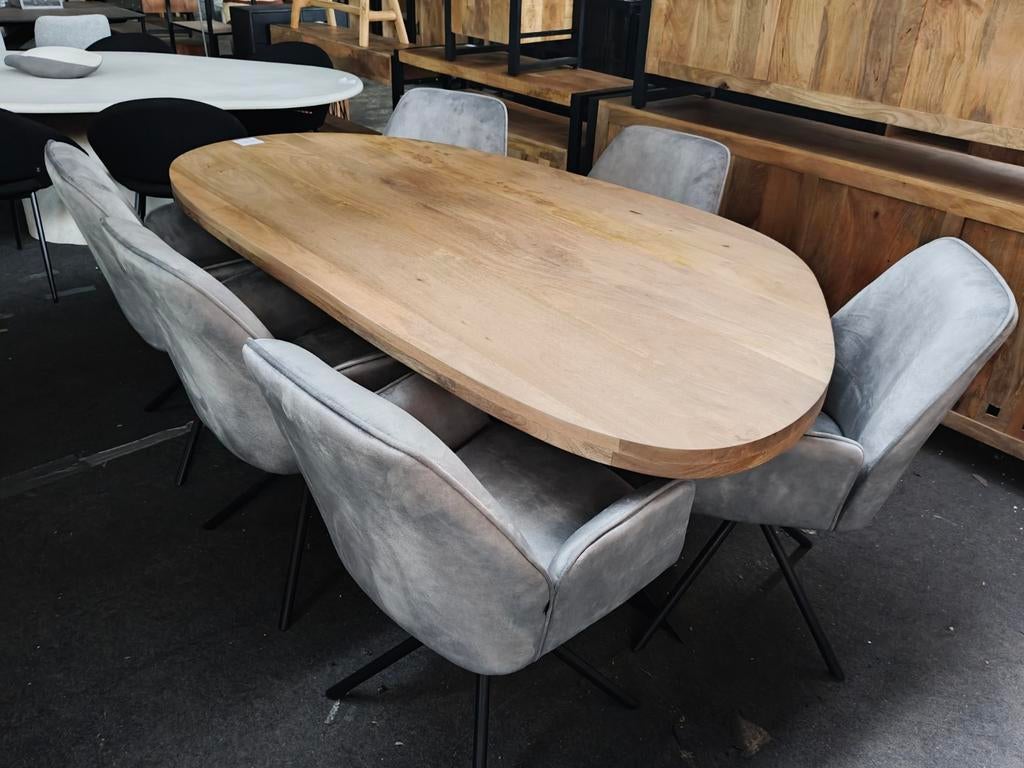 Organische tafel mangohout (outlet), Ophalen, 100 tot 150 cm, Nieuw, Vijf personen of meer