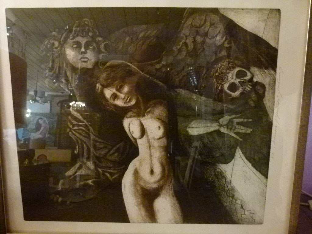 vintage radierung  Jan Kavan  `` VANITAS`´ naakt 1984, Eau-forte, 1950 - 1999, Enlèvement, 52 cm