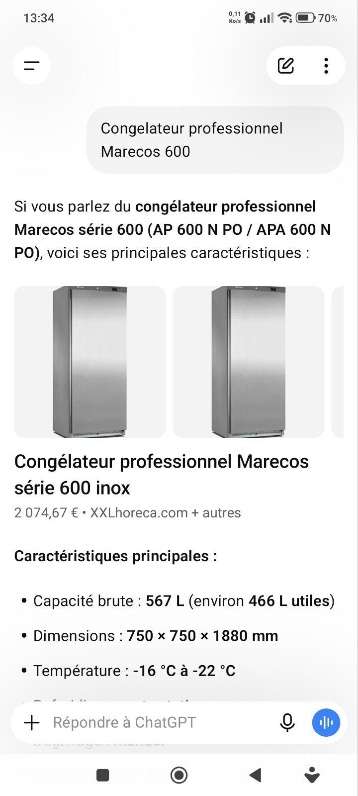 Congélateur professionnel Marecos, Congélateur, 160 cm ou plus, Comme neuf, Enlèvement