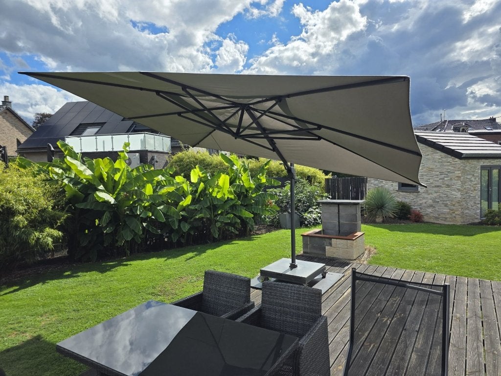 PARASOL UNVERT 4m/3m 180 Kg, Enlèvement, Comme neuf, 3 à 4 mètres, Inclinable