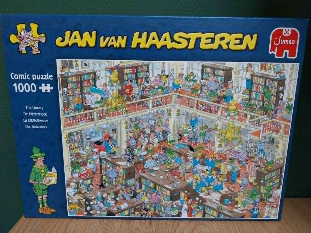 jan van haasteren 1000 stuks de bibliotheek puzzel, Hobby en Vrije tijd, Denksport en Puzzels, Ophalen, 500 t/m 1500 stukjes, Gebruikt