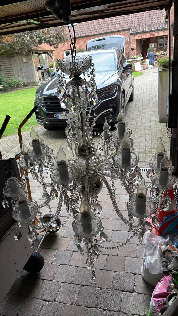 Kristallen luchter/lamp, Ophalen, Gebruikt, Glas