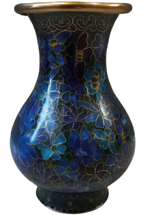 mooi blauw cloisonné vaasje., Ophalen of Verzenden