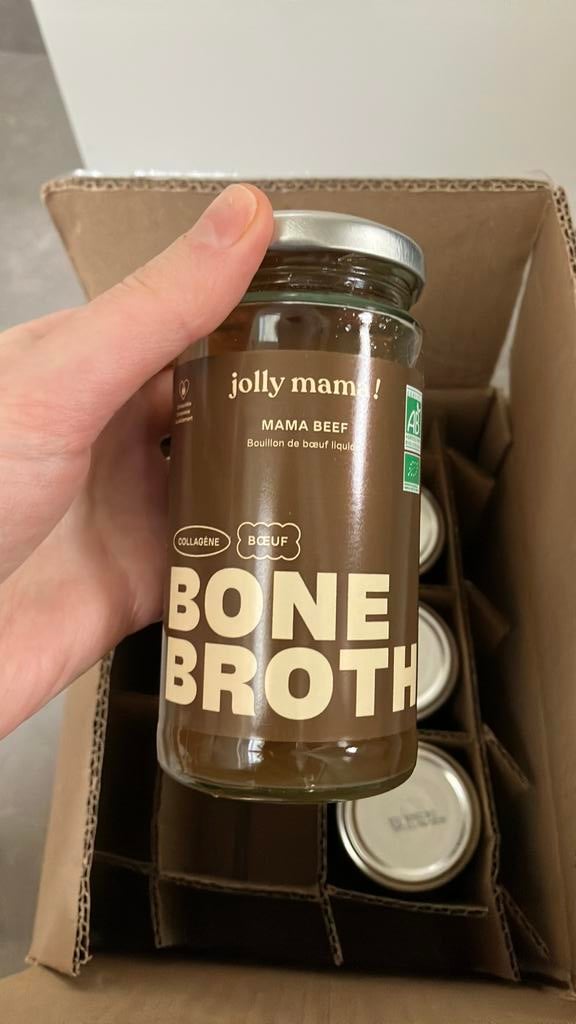 Bone broth Joly Mama (boeuf) et Atelier Nubio (poulet), Handtassen en Accessoires, Uiterlijk | Dieet en Afvallen, Ophalen, Nieuw