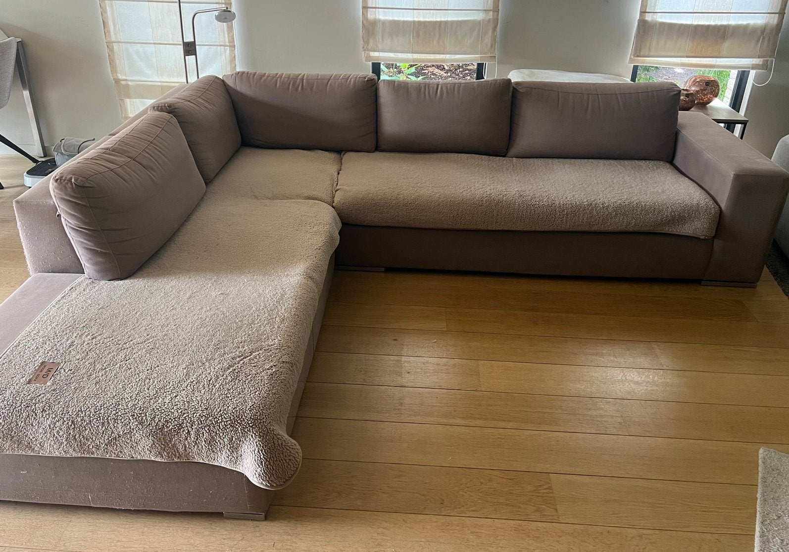 Zetel / lounge kleur taupe., Ophalen, Gebruikt, Stof