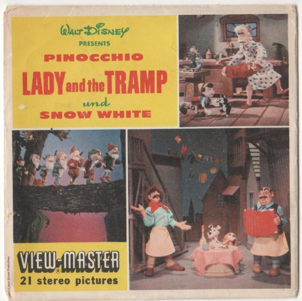 View-Master Lady en de Vagebond Pinocchio Sneeuwwitje B 315, Antiek en Kunst, Ophalen of Verzenden