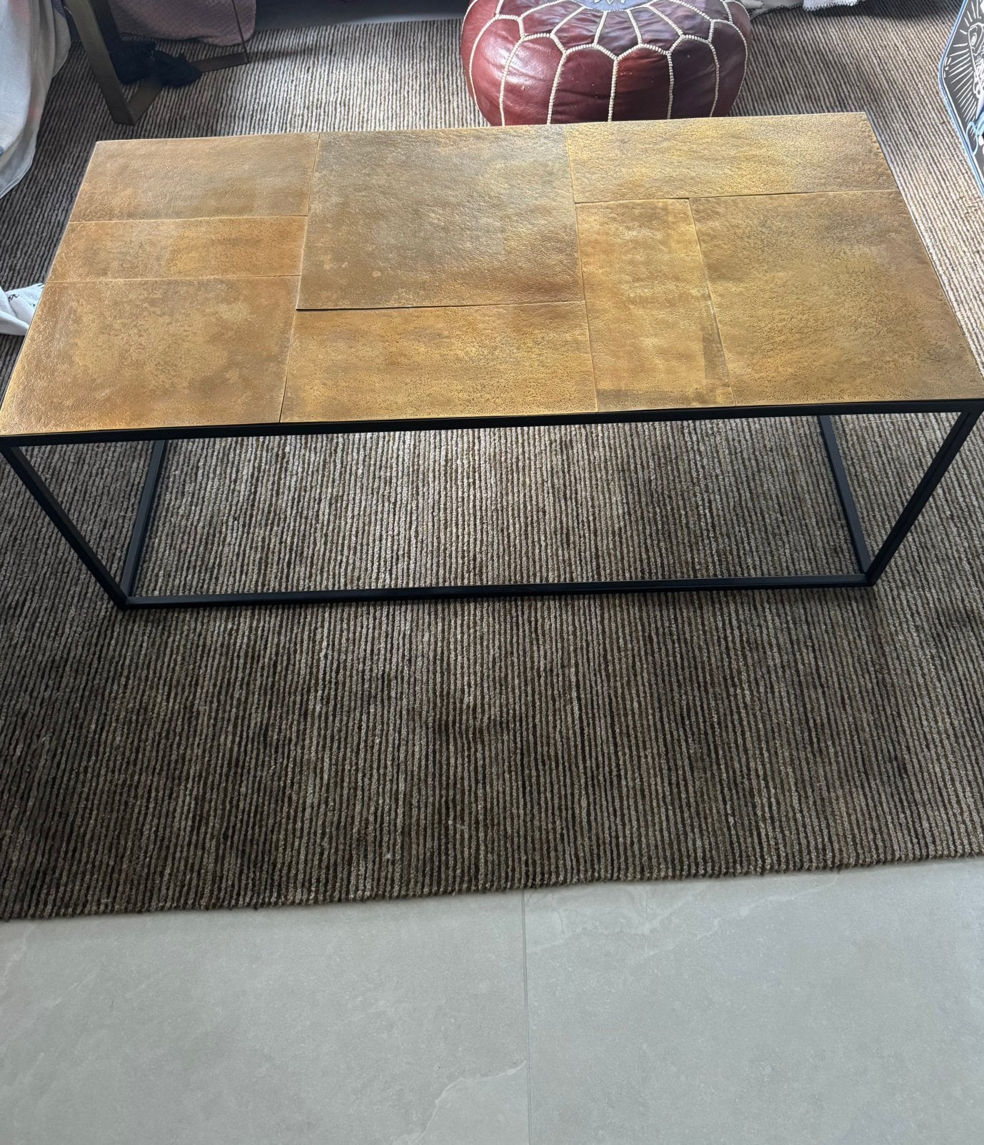 Dutchbone Salontafel 'Lee' Antique Brass, 110 x 55cm, Ophalen of Verzenden, Zo goed als nieuw