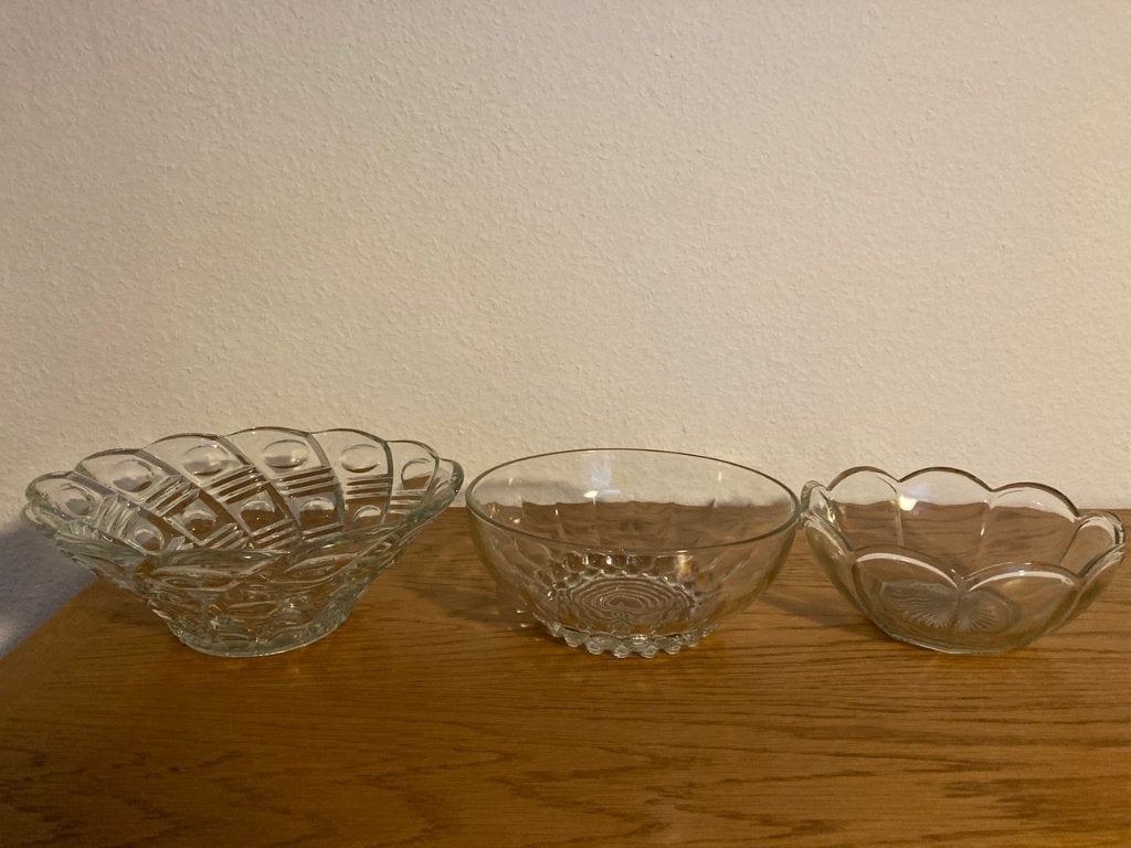 3 slakommen (glas), Ophalen of Verzenden, Zo goed als nieuw, Glas, Overige typen