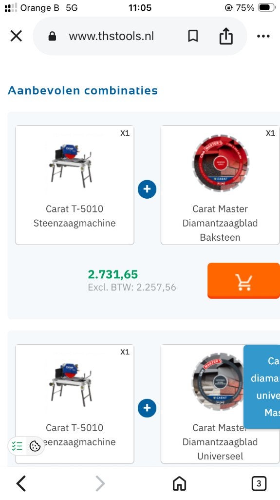Carat steenzaagmachine, Bricolage & Construction, Enlèvement, Utilisé
